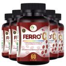 KIT C/5 Ferro Vitamina C Quelado Premium 60 Cáps Fits Life