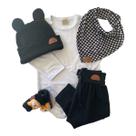 Kit C/5 Pçs Infantil Bebê Body + Saruel + Babador + Meia 3d