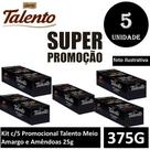 Kit c/5 Promocional Talento Meio Amargo e Amêndoas 25g