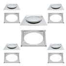 Kit C/5 Ralo e Porta Grelha Inox Piso Click Cromado 15x15 Cm