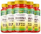 KIT C/5 Vitamina B7 Biotina 300 Cáps Cabelos Unha Pele Unilife