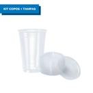 Kit C/ 50 Copos Descartáveis Pp 700ml Liso + Tampa Sem Furo Bebida Agua Copos Para Festa Restaurante