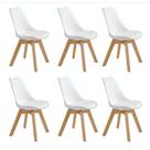 Kit C- 6 Cadeiras Leda Charles Eames, Saarinen Wood Com Almofada Branca