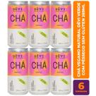 Kit c/ 6 Chá Vegano Natural DÊVI Verde com Pêssego Gaseificado 269ml