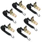 Kit C/ 6 Fitas Amarração Carga Bagageiro Teto Preto/Laranja