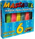 Kit C/ 6 Massinha de Modelar com glitter 65g 6 Cores Massabel