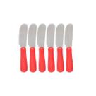 KIT C/6 MINI ESPÁTULAS P/ PATÊ E MANTEIGA INOX - Vermelho - unygift