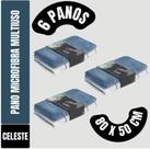 Kit C/ 6 Panos Mega Panão Em Microfibra Multiuso Azul E Branco Tipo Toalha Vidros Secagem Automotiva