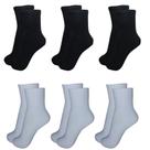 Kit C/6 Pares Meias Lisa Cano Longo Algodão Adulto Masculina Unissex Esportiva Casual 40-46