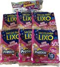 Kit c/ 6 saco de lixo 50 litros preto prático pct/ 10 unid