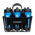 Kit c/6 Squeeze + Cesta Porta Garrafas Power Preta/Preta Bico Automático