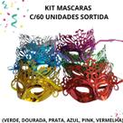 Kit c/60 Máscara Dupla Sortida Carnaval Veneziana Festa Gliter