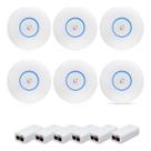 Kit C 6uni Access Point Ubiquiti Unifi U6+ Plus + Fonte Poe