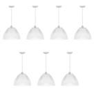 Kit c/7 lustre pendente industrial galpão prismatico branco