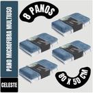 Kit C/ 8 Panos Mega Panão Em Microfibra Multiuso Azul E Branco Tipo Toalha Vidros Secagem Automotiva