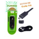 Kit C10 Cabo para Celular V8 Turbo 25W Carregamento Rápido