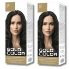 Kit C2 Tintura Capilar Gold Color 1.0 Preto Coloração