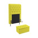 Kit Cabeceira Bellatrix 90 Para Cama de Solteiro e Calçadeira Sagitarius Sued Amarelo Aradecor