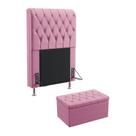 Kit Cabeceira Bellatrix 90 Para Cama de Solteiro e Calçadeira Sagitarius Sued Rosê Aradecor