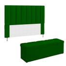 Kit Cabeceira + Calçadeira Cama King Size 195 Cm Carla Veludo Verde - Kimi Design