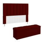 Kit Cabeceira + Calçadeira Cama Queen Size 160 Cm Carla Sued Bege - Kimi Design