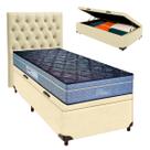Kit Cabeceira + Cama Box Bau + Colchão Solteiro Molas Ensacadas Petrus Paropas