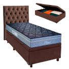 Kit Cabeceira + Cama Box Bau + Colchão Solteiro Molas Ensacadas Petrus Paropas