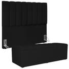 Kit Cabeceira Cama Box Casal 140cm Com Calçadeira Recamier Baú Dália W01 Facto Preto - Lyam Decor