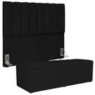 Kit Cabeceira Cama Box Casal 140cm Com Calçadeira Recamier Baú Dália W01 Suede Preto - Lyam Decor Kit Cabeceira Cama Box Casal 140cm Com Calçadeira Recamier Baú Dália W01 Suede Preto - Lyam Decor