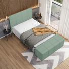Kit Cabeceira Cama Box Casal 140cm com Calçadeira Roma W01 Linho Verde Menta - Lyam Decor
