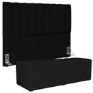 Kit Cabeceira Cama Box Casal King 195cm com Calçadeira Baú Dália W01 Facto Preto - Lyam