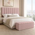 Kit Cabeceira Cama Box Casal King 195cm e Calçadeira Recamier Baú Dália W01 Linho Rosa - Lyam Decor Kit Cabeceira Cama Box Casal King 195cm e Calçadeira Recamier Baú Dália W01 Linho Rosa - Lyam Decor