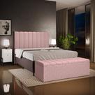 Kit Cabeceira Cama Box Casal King 195cm e Calçadeira Recamier Baú Dália W01 Linho Rosa - Lyam Decor Kit Cabeceira Cama Box Casal King 195cm e Calçadeira Recamier Baú Dália W01 Linho Rosa - Lyam Decor