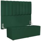 Kit Cabeceira Cama Box Casal Queen 160cm Calçadeira Baú Dália W01 Suede Verde Musgo - Lyam Decor Kit Cabeceira Cama Box Casal Queen 160cm Calçadeira Baú Dália W01 Suede Verde Musgo - Lyam Decor