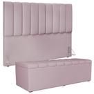 Kit Cabeceira Cama Box Casal Queen 160cm Com Calçadeira Baú Dália W01 Suede Rosê - Lyam Decor Kit Cabeceira Cama Box Casal Queen 160cm Com Calçadeira Baú Dália W01 Suede Rosê - Lyam Decor