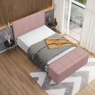 Kit Cabeceira Cama Box King 195cm com Calçadeira Roma W01 Linho Rosa - Lyam Decor Kit Cabeceira Cama Box King 195cm com Calçadeira Roma W01 Linho Rosa - Lyam Decor