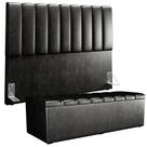 Kit Cabeceira Cama Box Queen 160cm Calçadeira Baú Dália W01 material sintético Preto Lyam Decor Kit Cabeceira Cama Box Queen 160cm Calçadeira Baú Dália W01 material sintético Preto Lyam Decor