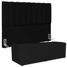 Kit Cabeceira Cama Box Queen 160cm Com Calçadeira Baú Dália W01 Facto Preto Lyam Decor Kit Cabeceira Cama Box Queen 160cm Com Calçadeira Baú Dália W01 Facto Preto Lyam Decor