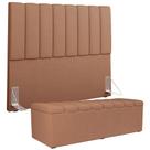 Kit Cabeceira Cama Box Queen 160cm Com Calçadeira Baú Dália W01 Linho Rosê Lyam Decor