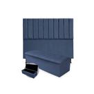 Kit Cabeceira Casal Cancun 140 cm Mais Calçadeira Cancun 140 cm Suede Azul Marinho Kit Cabeceira Casal Cancun 140 cm Mais Calçadeira Cancun 140 cm Suede Azul Marinho