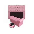 Kit Cabeceira Casal Lady 140 cm Mais Calçadeira Veneza 140 cm Suede Rosa Kit Cabeceira Casal Lady 140 cm Mais Calçadeira Veneza 140 cm Suede Rosa