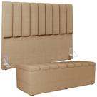 Kit Cabeceira Casal Queen 160cm Calçadeira Baú Bege Escuro