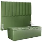 Kit Cabeceira Casal Queen 160cm Calçadeira Baú Verde Musgo