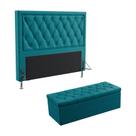 Kit Cabeceira Centaurus 160 Para Cama Queen e Calçadeira Sagitarius Sued Azul Turquesa Aradecor Kit Cabeceira Centaurus 160 Para Cama Queen e Calçadeira Sagitarius Sued Azul Turquesa Aradecor