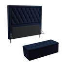 Kit Cabeceira Centaurus 160 Queen Decorativa e Calçadeira Sagitarius N-025 Veludo Azul Marinho Aradecor Kit Cabeceira Centaurus 160 Queen Decorativa e Calçadeira Sagitarius N-025 Veludo Azul Marinho Aradecor