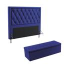 Kit Cabeceira Centaurus 195 Para Cama Box King e Calçadeira Sagitarius A-019 Couro Artificial Azul Aradecor Kit Cabeceira Centaurus 195 Para Cama Box King e Calçadeira Sagitarius A-019 Couro Artificial Azul Aradecor