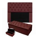 Kit cabeceira cristal king mais calçadeira 195cm suede bordo Kit cabeceira cristal king mais calçadeira 195cm suede bordo