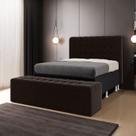 Kit Cabeceira Dama 140 para Cama Box de Casal e Calçadeira Alpha Z-010 Sued Marrom Aradecor