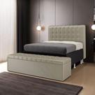 Kit Cabeceira Dama 160 para Cama Box Queen e Calçadeira Alpha N-030 Veludo Bege Aradecor