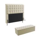 Kit Cabeceira Dama 195 Para Cama King e Calçadeira Sagitarius Sued Bege Aradecor Kit Cabeceira Dama 195 Para Cama King e Calçadeira Sagitarius Sued Bege Aradecor